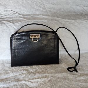 High Fashion Made in Italy Black Leather Bag Purse Crossbody Vintage Classic